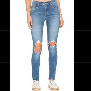 Levi's 721 High Rise Skinny Jeans Blue Denim Stretch Size 26